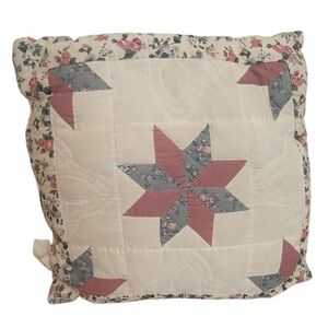 Quilt Farmhouse Star Peony Floral Pillow